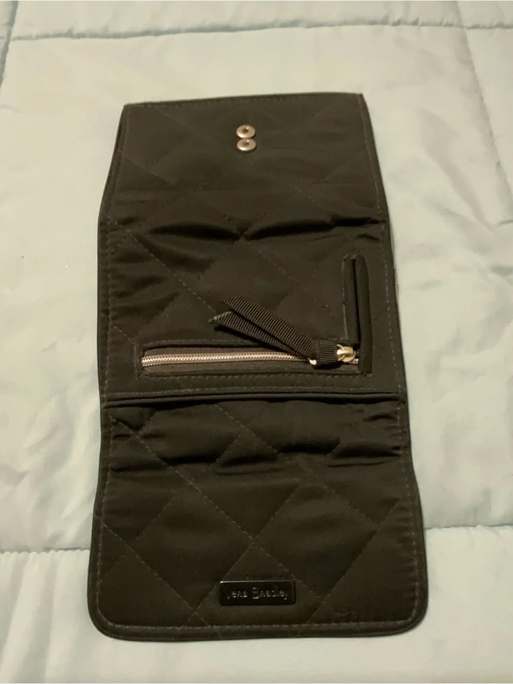 Vera Bradley Cotton Quilted Trifold Wallet Black floral